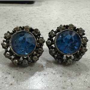 Vintage Blue Crystal Earrings